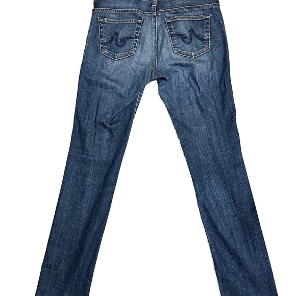 AG EUC Straight Leg Charlotte Adrianno Goldschmied Jeans Blue wash denim SZ 28R - Picture 3 of 13